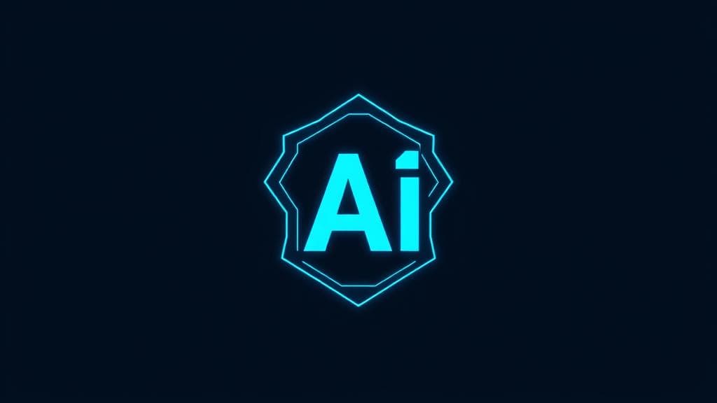 TechCrunch AI logo or brand identity, dark background, electric blue and gold accents, clean tech illustration style, no text in image