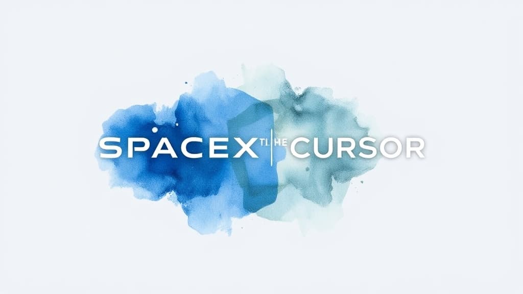 A watercolour painting of the SpaceX logo and the Cursor logo merging together, symbolizing the acquisition, no text, no logos.