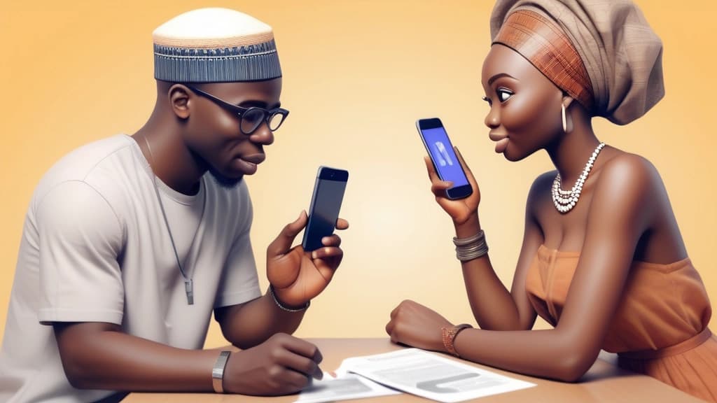 A detailed pencil sketch illustrating the dichotomy of modern Nigerian dating. In the foreground, a smartphone screen displays a generic dating app profile, with a thumb hovering over 'swipe right'. In the background, slightly blurred, are elements of traditional Nigerian courtship or family life, such as a traditional kola nut bowl or a stylized depiction of a communal gathering, hinting at older ways of finding partners. The overall composition suggests the tension and integration of these two worlds. No text, no logos.