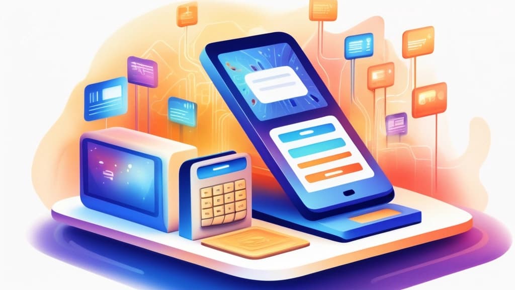 Watercolour painting of a stylized Paystack Terminal device held by an abstract, glowing hand, with digital payment flows emanating from it, connecting to various small, distinct icons representing different types of businesses (e.g., a small shop, a farm, an online cart). The background is a soft, warm gradient. No text, no logos.